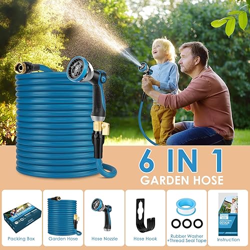 Miniatura 8 de Manguera de jardín expandible de 100 pies, manguera de jardín patentada a prueba de fugas, ligera, flexible, con boquilla rociadora de 10 funciones,