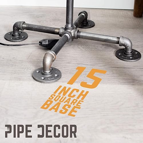 Miniatura 7 de PIPE DECOR Lámpara de pie de tubo industrial, regulable, bricolaje con kit de botín, diseño hangar