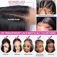 Vista 6 de Peluca Bob de pelo humano 13x4 con encaje frontal para mujeres negras, peluca HD con encaje frontal de pelo humano, sin pegamento, pre-arrancada