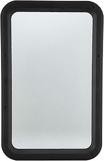RecPro RV Entry Door Obscure Glass Window 16" W x 25" H | Radius Entrance Door Window | with Black or White Frame (Black)