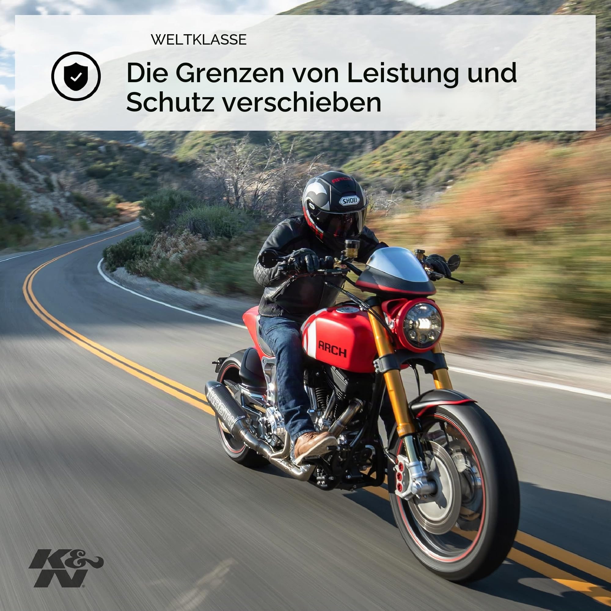 K&N HD-1396 Motorrad Tauschluftfilter, Rot