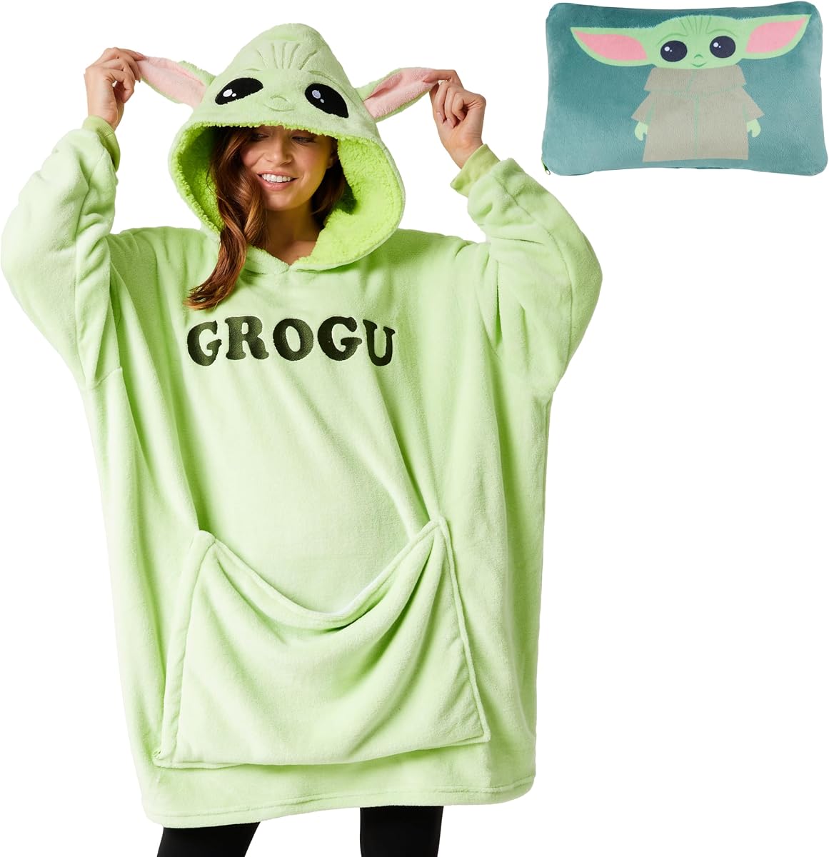 Sudadera con capucha Disney Stitch Blanket - Adultos 2 en 1 Sudadera con capucha de lana de gran tamaño Bebé Yoda Minnie Mouse - Regalos de Stitch