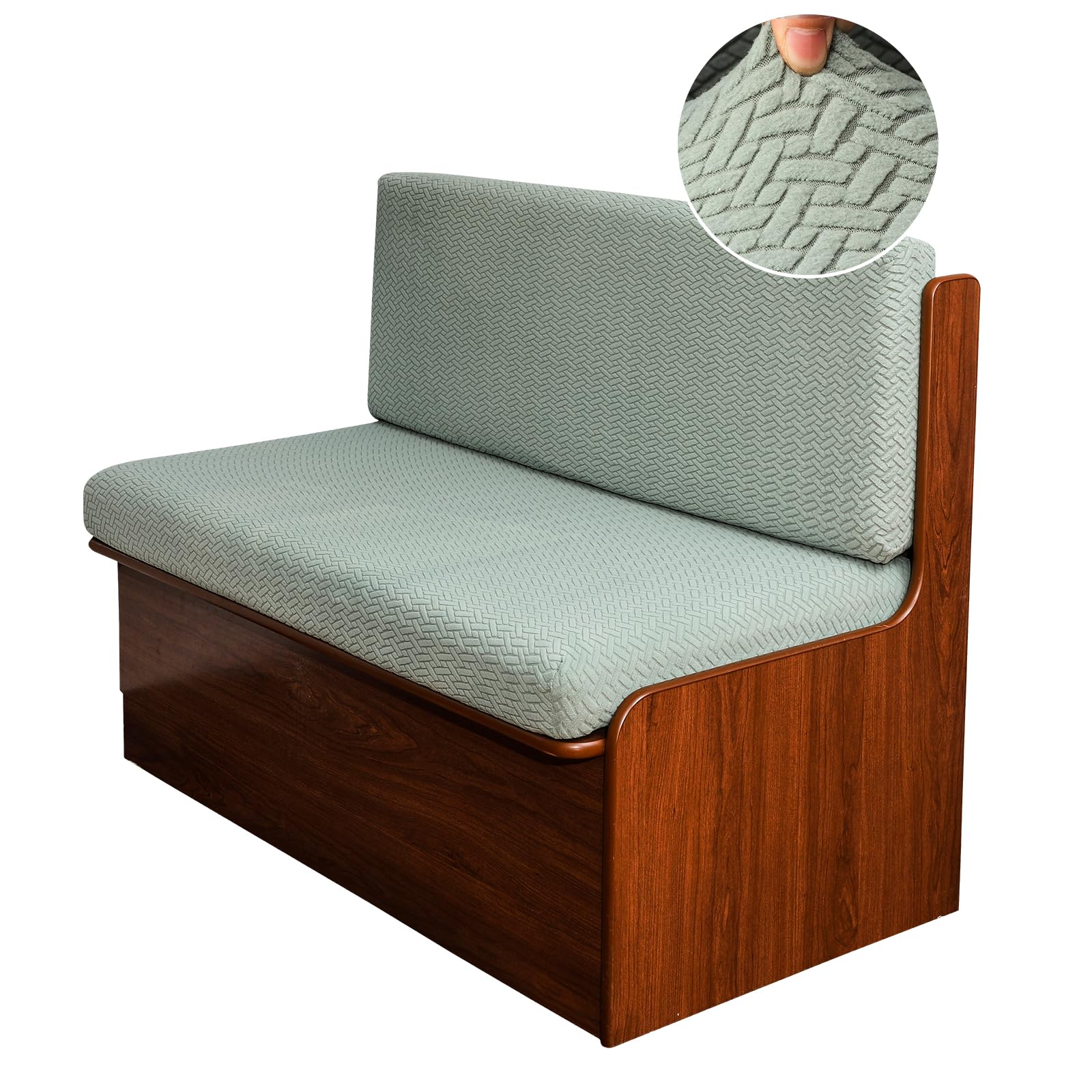 CRFATOP Green RV Dinette Cushion Covers Jacquard Camper Seat Slipcover Stretch Sofa Loveseat Chair Cover Futon Furniture Protector for RV Camper Car