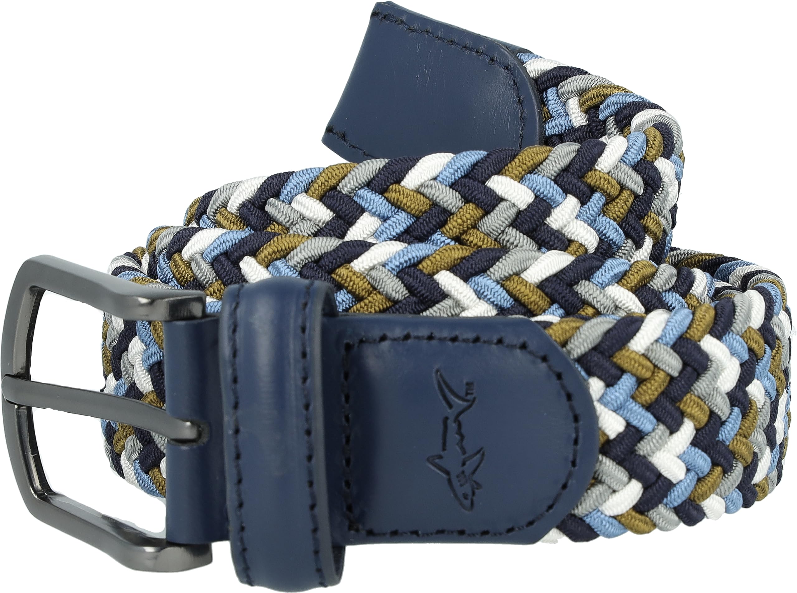 Greg Norman Men's Multi Color Braided Stretch Golf Belt Blue/White 34