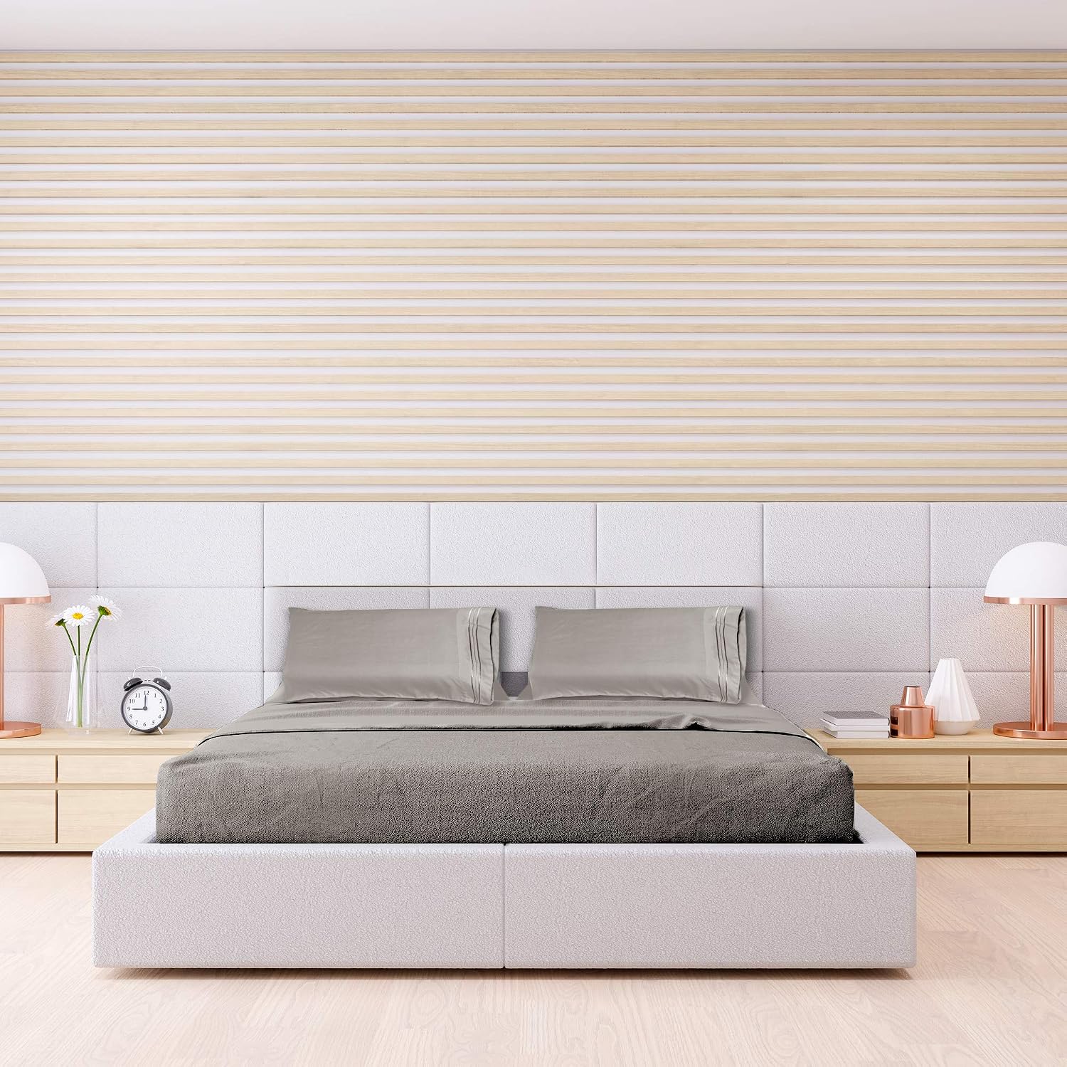 BigFoot Bed Sheets Set – 4 Piece King 1800 Thread Count Bedding Made of Soft Double-Brushed Microfiber with 16-Inch Deep Pocket Fitted Sheet, Colorfast, Moisture-Wicking, Stain and Wrinkle-Resistant, Light Gray