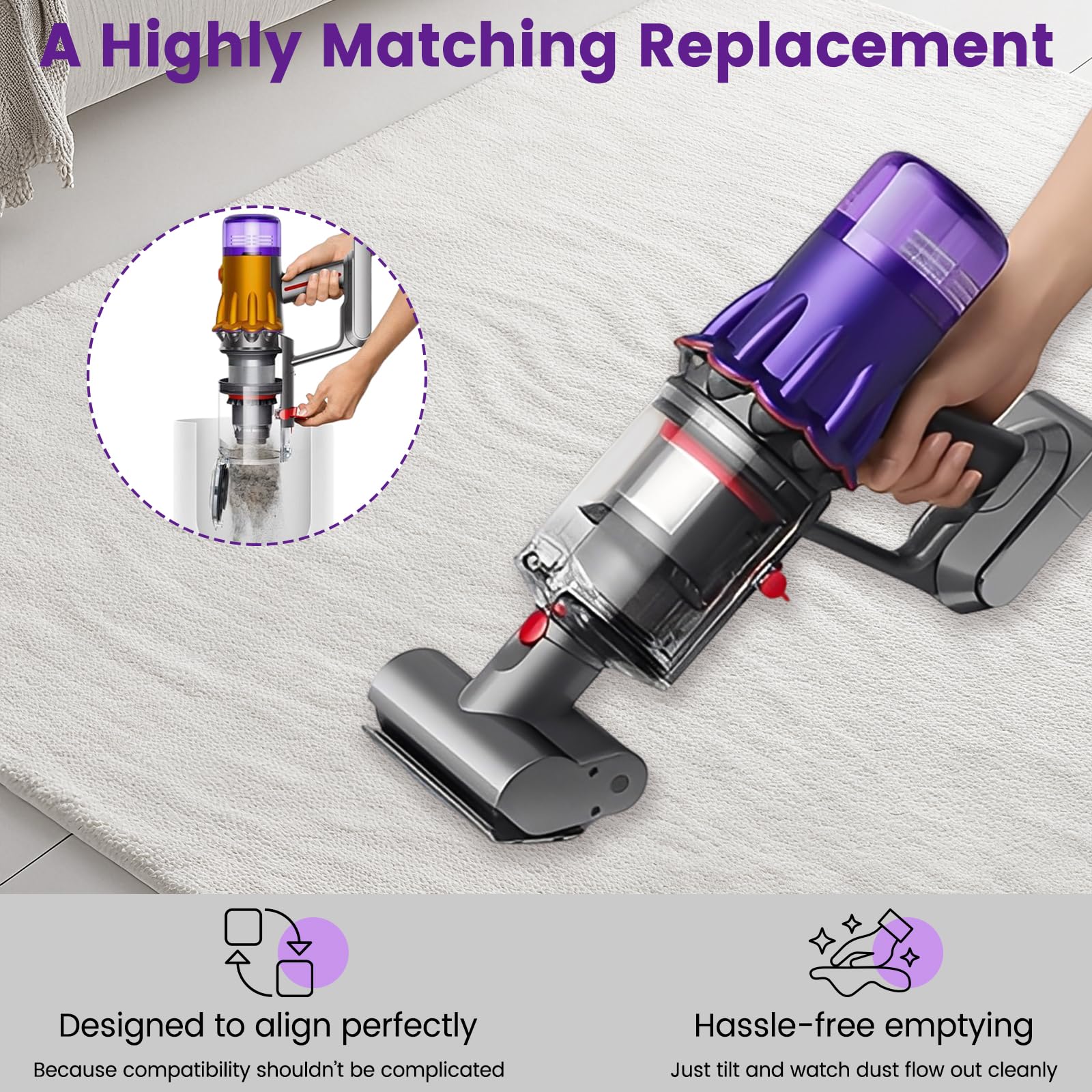 Dyson V12 Dust Bin Replacement - Extend Your Vacuum! -7