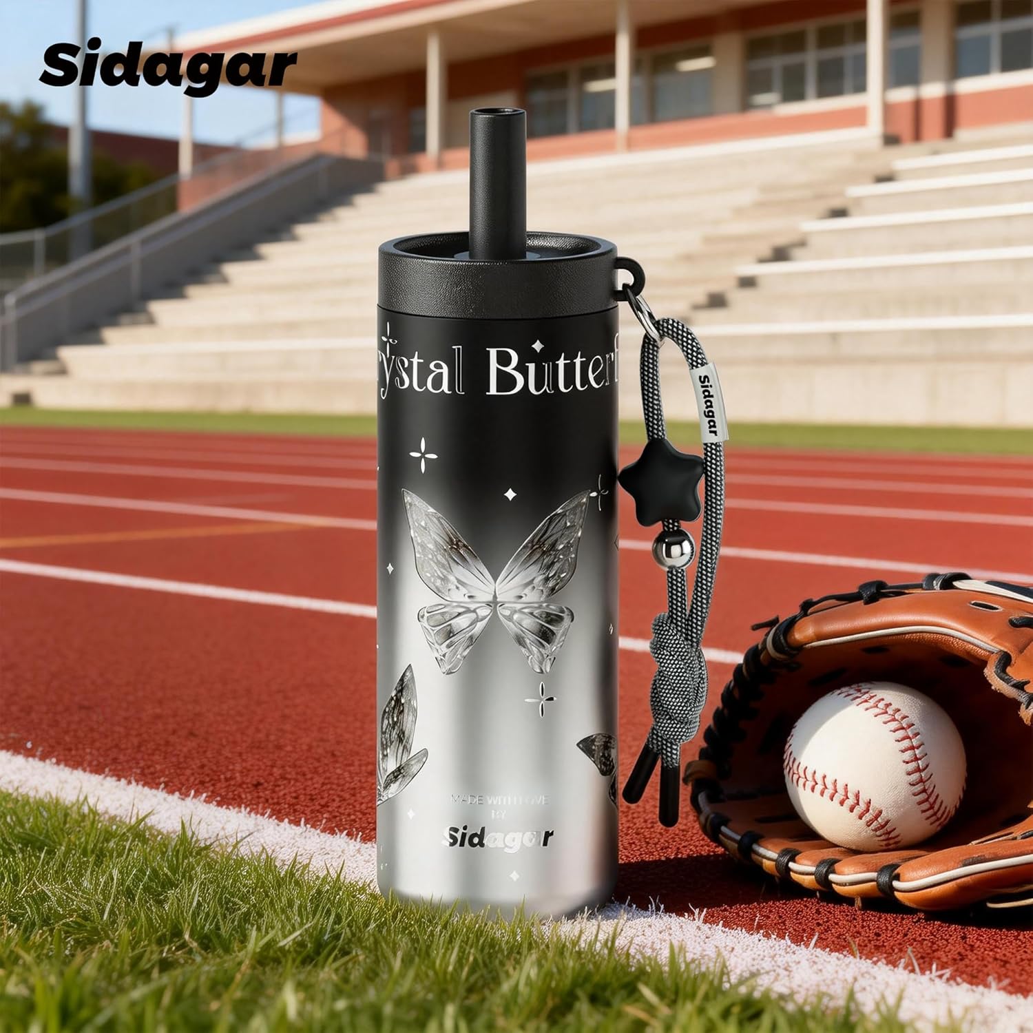 24 oz Insulated Tumbler Drinks Flask for Women, Stainless Steel Leak Proof Water Bottle Fits in Cup Holder Resuable Travel Coffee Mug, BPA-Free, Commute Yoga Office Travel - Crystal Butterfly - Image 7