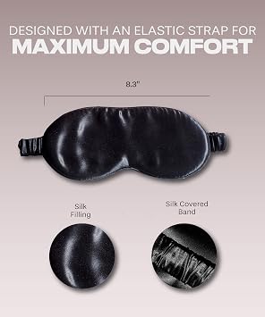 Silk Sleep Mask for Women and Men - Silk Eye Mask, Weighted Eye Mask for Sleeping, Blindfold, Eye Covers, Silk Eye Sleeping Mask, Cooling Eye Mask for Better Sleep - Includes 2 Sleep Masks