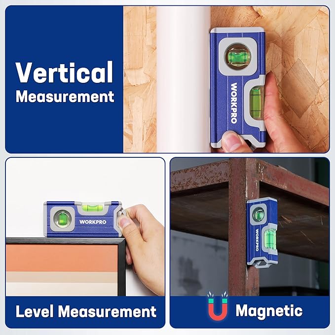 Nivel Magnético Mini WORKPRO 4.5 Pulgadas, 2 Burbujas, Aluminio miniatura 7