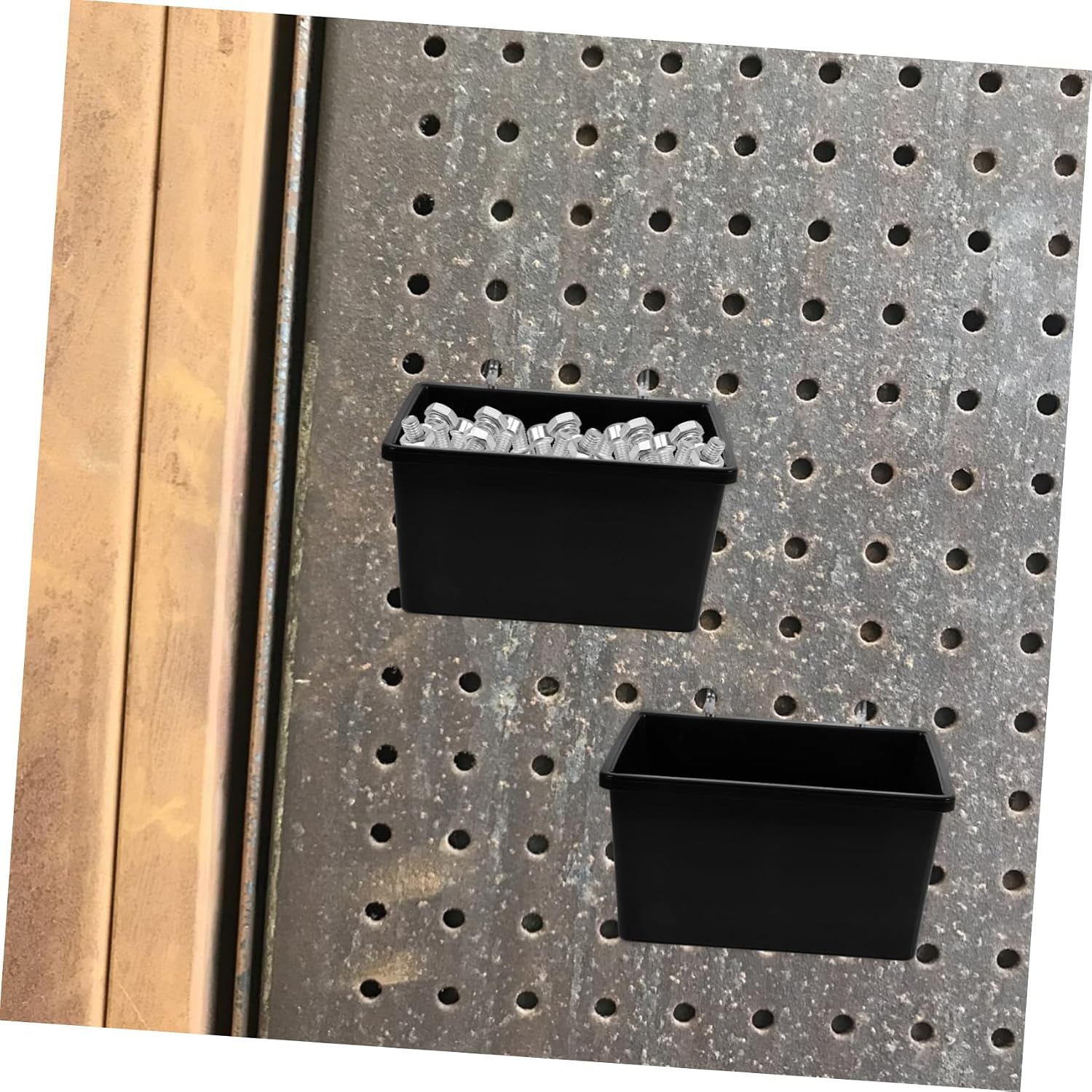 6sets Garage Tool Organizer of Pegboard Bins Hooks for Workshop Craft Storage