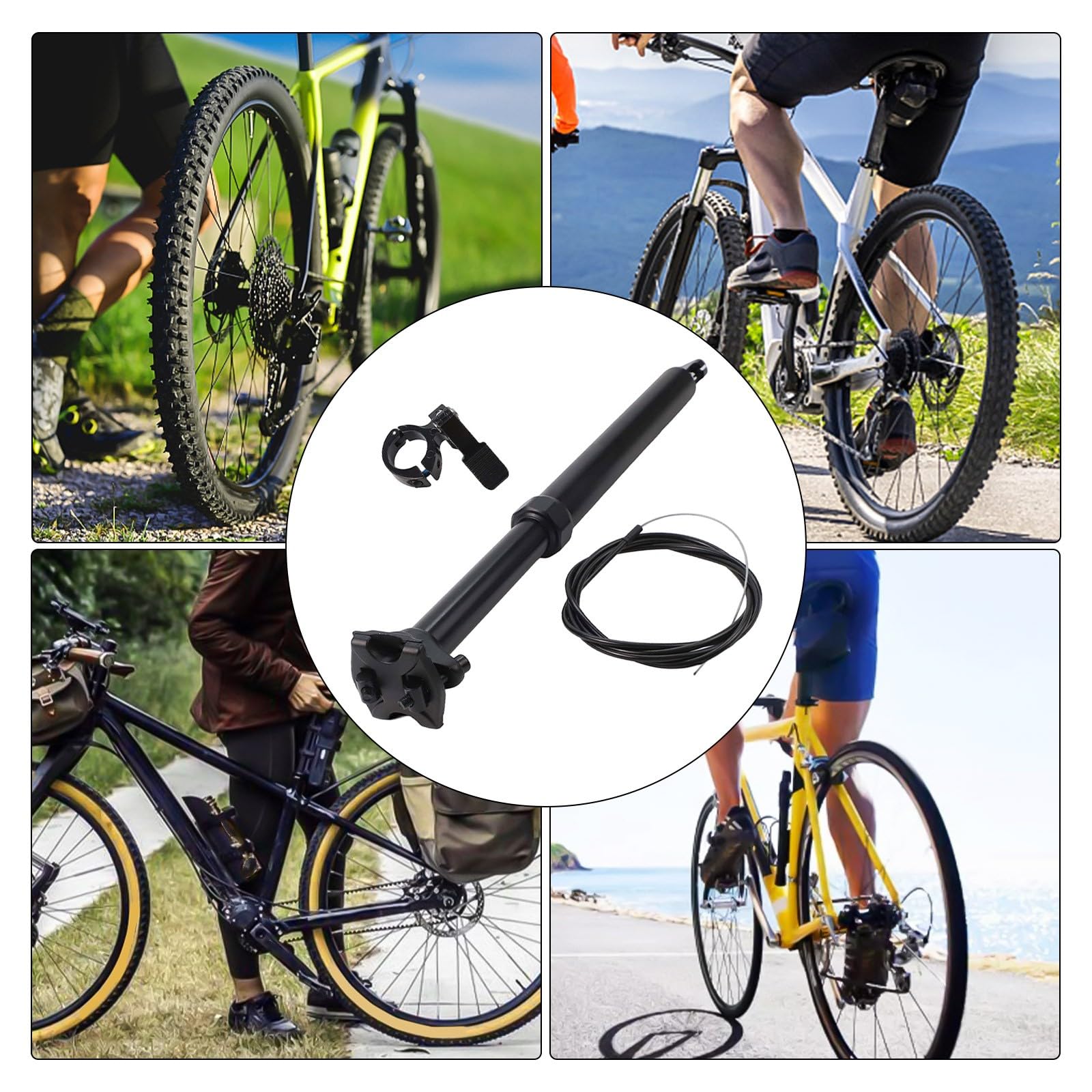 Dropper, reggisella da 30,9 mm per cavo interno, in lega di alluminio, telescopico, con telecomando, per mountain bike, bici da strada, colore nero