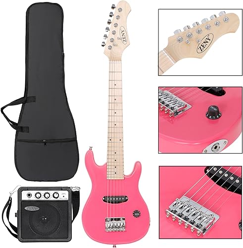 Miniatura 5 de ZENY Guitarra eléctrica infantil de 30 pulgadas con amplificador de 5 W, bolsa de concierto, correa, cable, cuerdas y púas, kit de accesorios