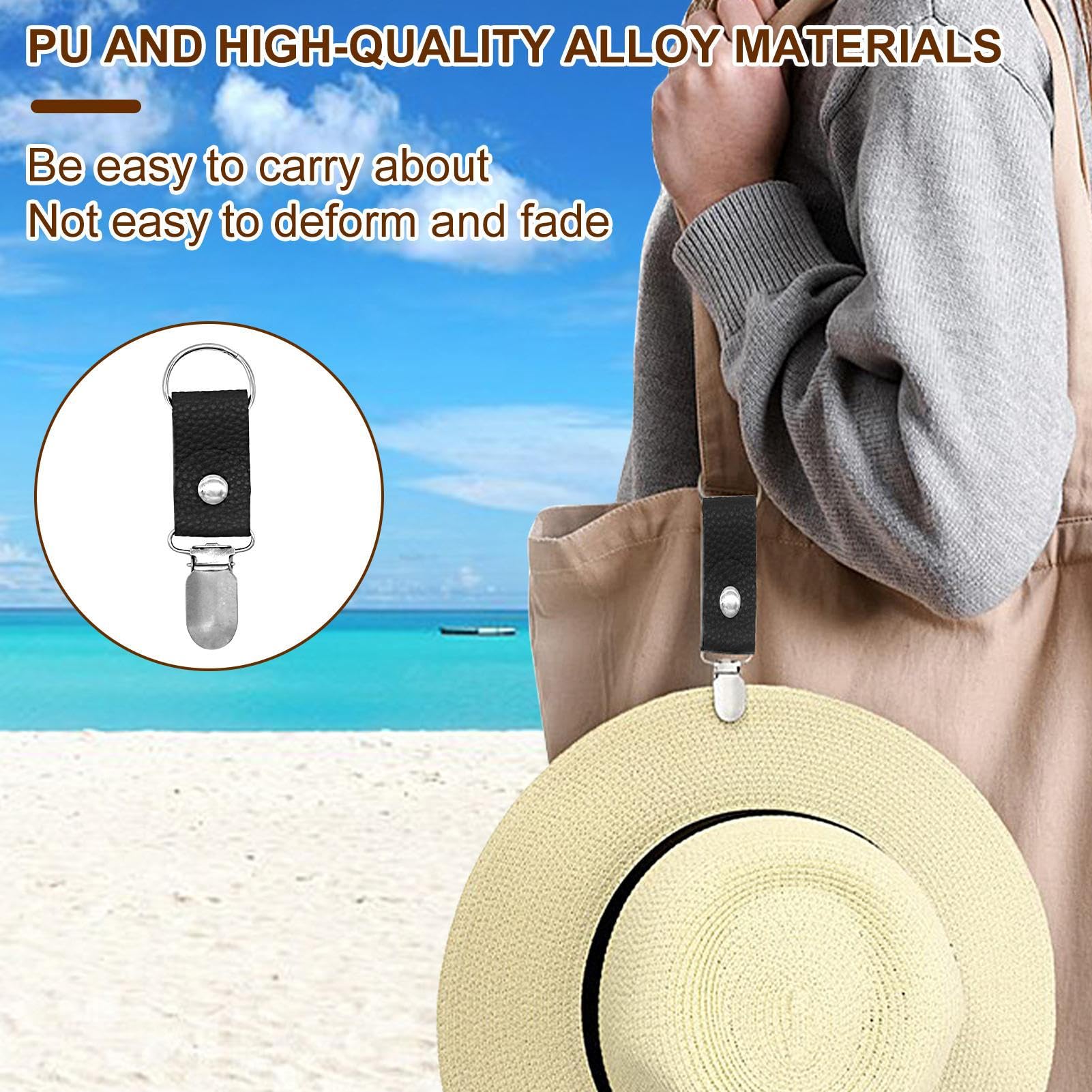 Lot De 2 Pinces à Chapeau Pour Voyage, Chapeau De Voyage, Clip De Chapeau De Plage, Pince Multifonction Pour Chapeau De Canard, Noir