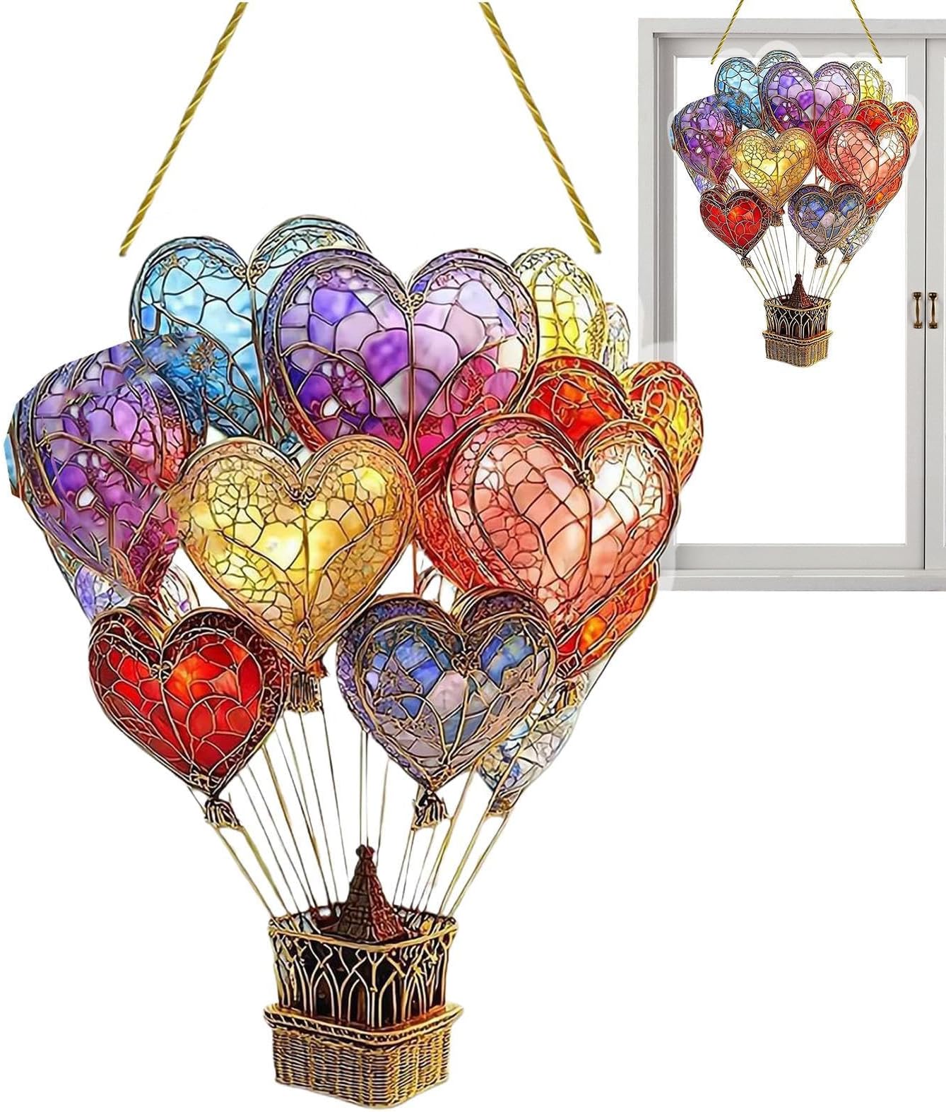 Hot Air Balloon Wall Decoration Acrylic Hot Air Balloon Colourful Decoration for Indoor Outdoor Window Door Garden