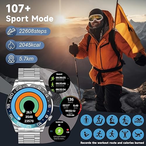 Miniatura 3 de Reloj inteligente para hombre (respuestallamadas de marcación), rastreador de actividad AMOLED HD de 1.43 pulgadas con monitor de frecuencia