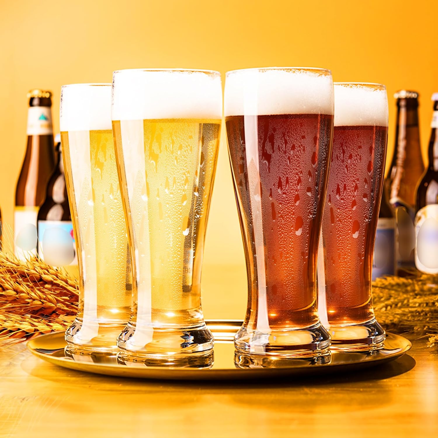 PARACITY Beer Glasses 14 oz, Pint Glasses Set of 4, Pilsner Wheat Beer Glasses, Glasses Drinking Set, Glassware Gift for Men - Image 3