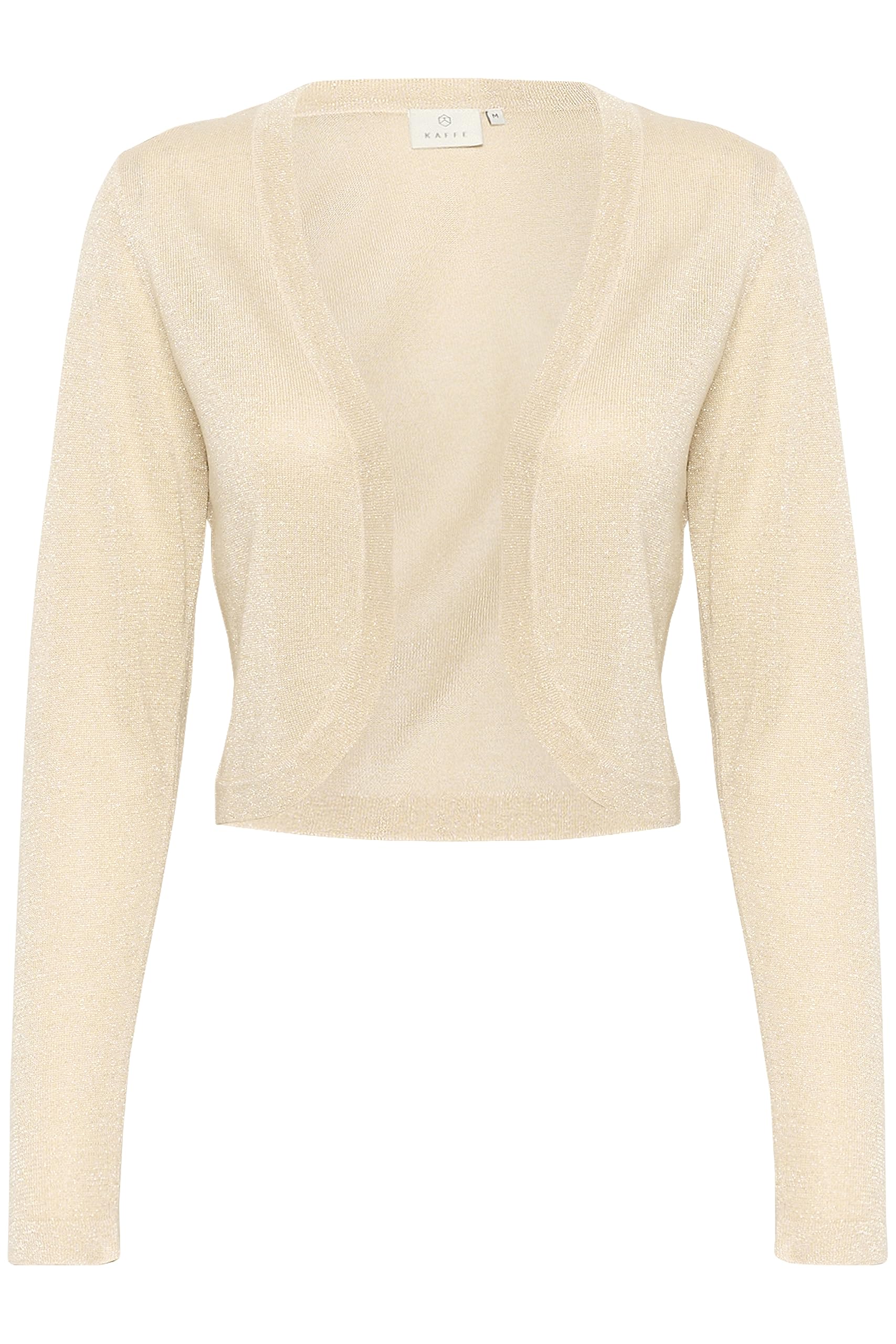 KAFFE Women's Bolero Slim Fit Long Sleeves Open Front Rounded Edges, Sand Dollar, XXL