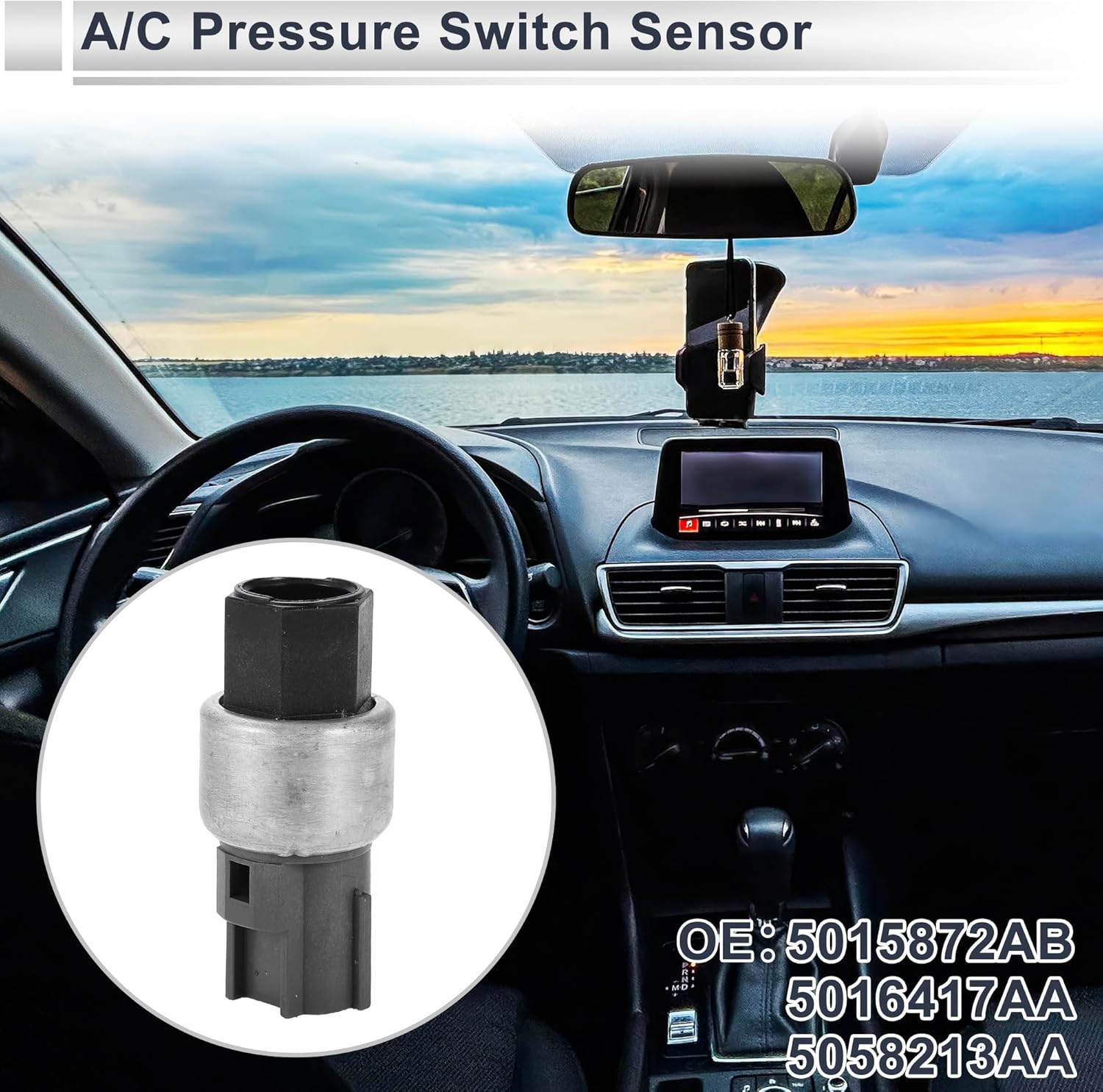 Engine A/C Pressure Switch Sensor for Chrysler PT Cruiser 2001-2007 Air Conditioning Refrigerant Pressure Transducer No.5015872AB/5016417AA/5058213AA 1 Pcs