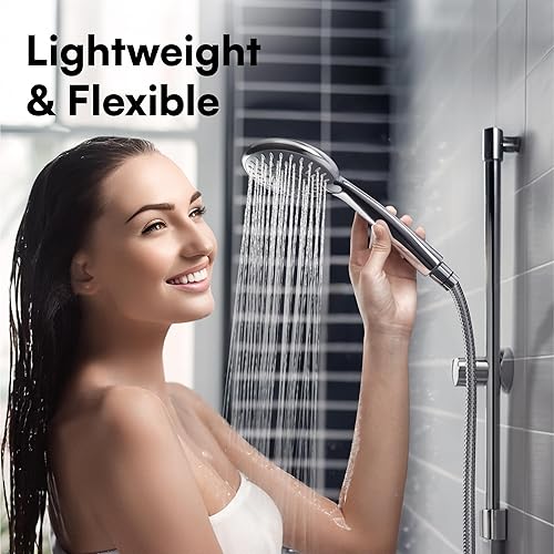 Miniatura 4 de H&S Manguera de ducha de acero inoxidable con 2 arandelas - 69 pulgadas - Manguera de repuesto universal con acabado cromado - Anti torceduras y