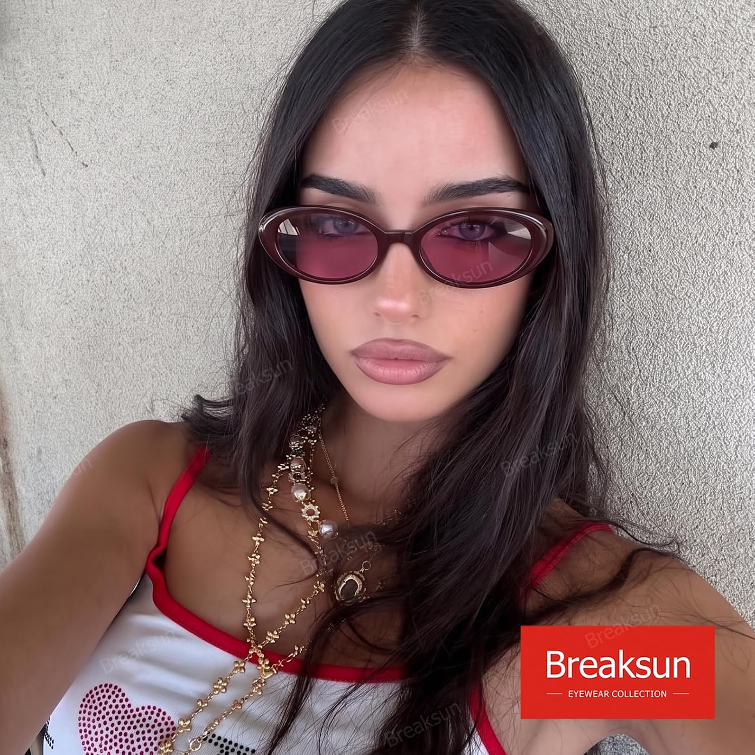 Breaksun Retro Oval Sunglasses for Women Men Fashion Small Oval Sunglasses 90s Vintage Shades image 3