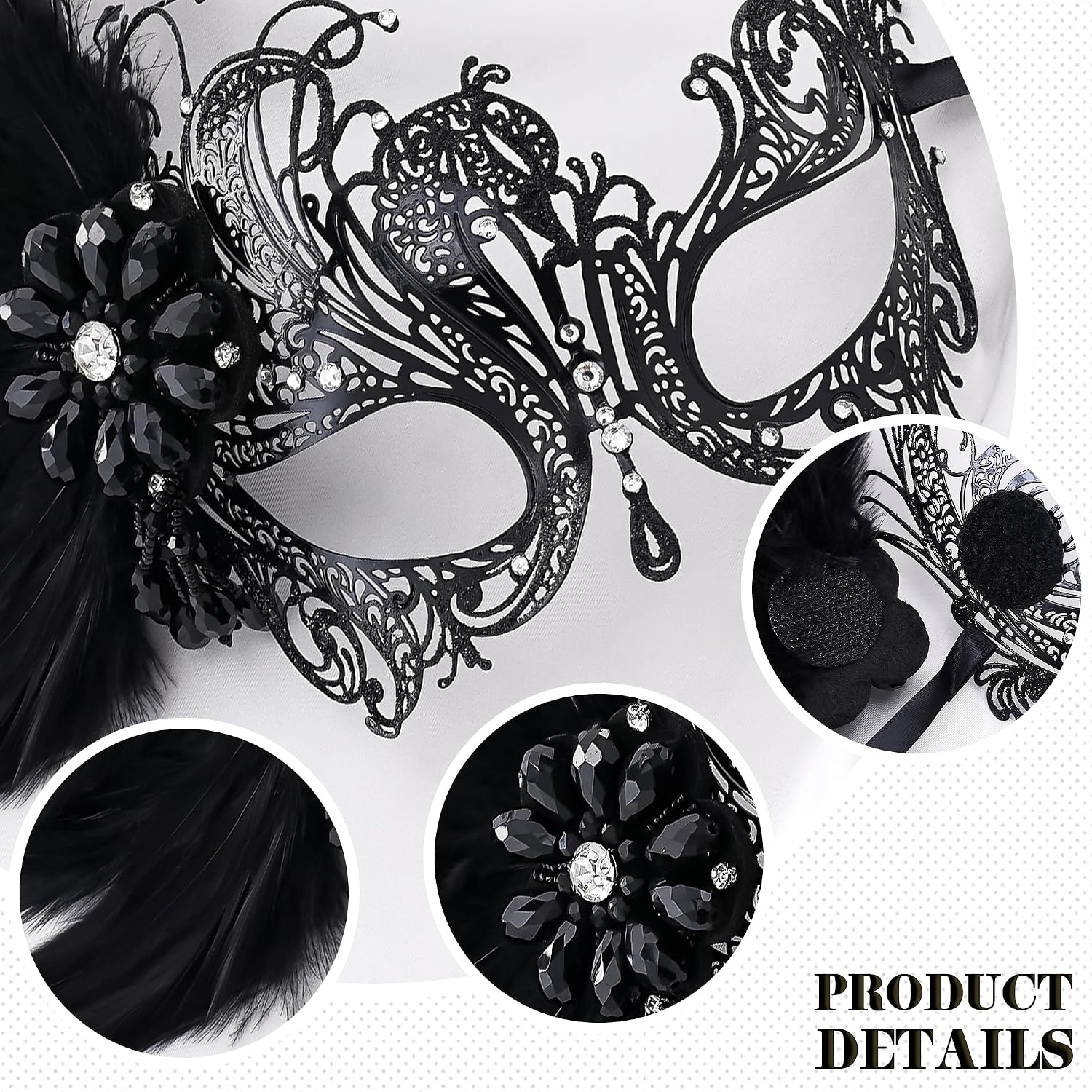 Zinniday Feather Masquerade Mask for Women - 2026 Venetian Antique Carnival Masks with Feather for Woman Prom Ball Party