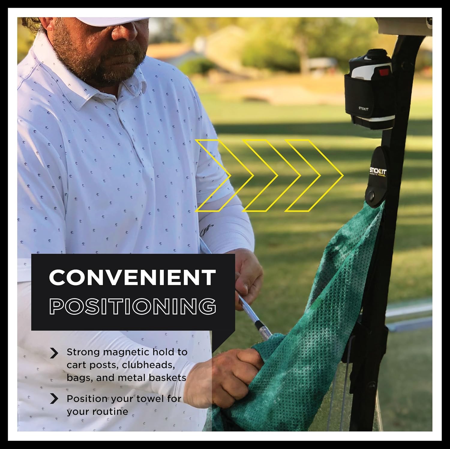 STICKIT Magnetic Golf Towel, Premium 29" Microfiber with Deep Waffle Pockets, Industrial Strength Magnet for Secure Hold to Golf Carts & Clubs, Ultra-Absorbent, Fast-Drying, Easy-Clean - Image 2