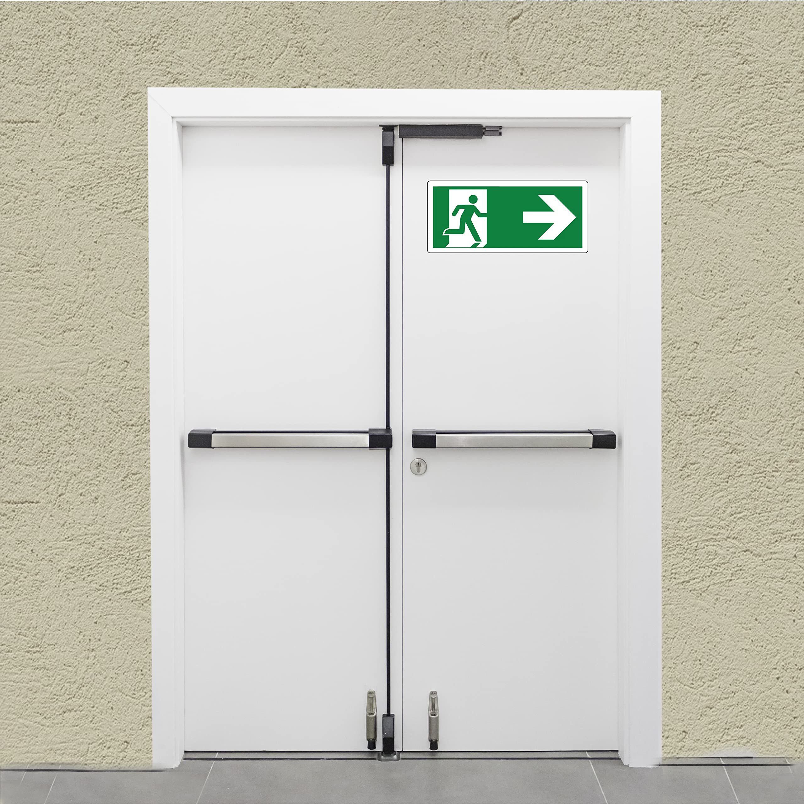 pubblimania Uscita di Emergenza PVC Adesivo Resistente per Esterno e Interno (Cm29x13) (Freccia Destra)