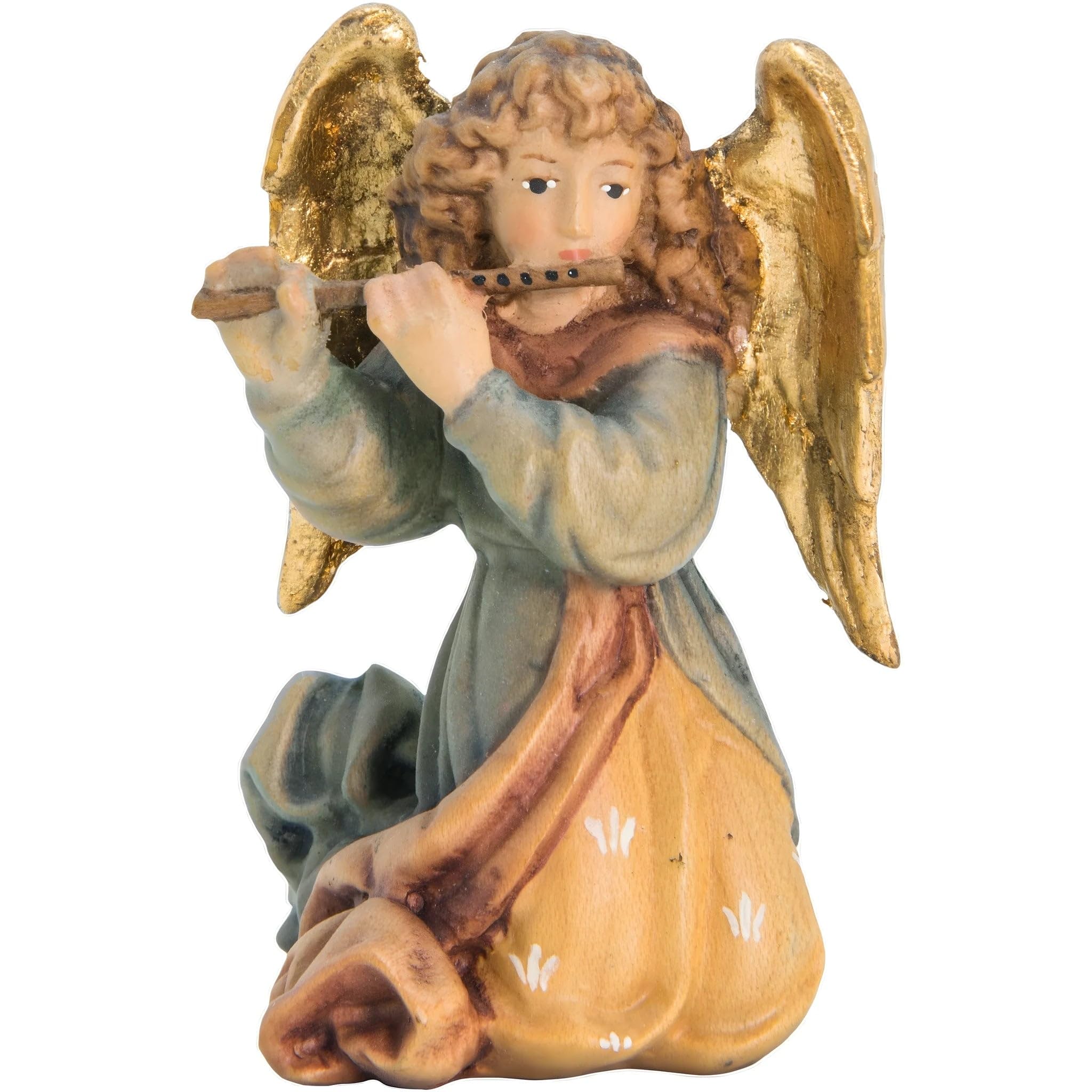 Angel Kneeling with Flute, Wooden by Dolfi