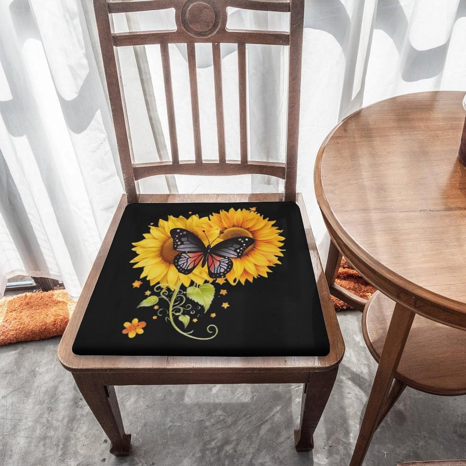 Sunflower Butterfly Floor Pillow Meditation Yoga Cushion Square Chair Cushion Pillows Seating for Adults