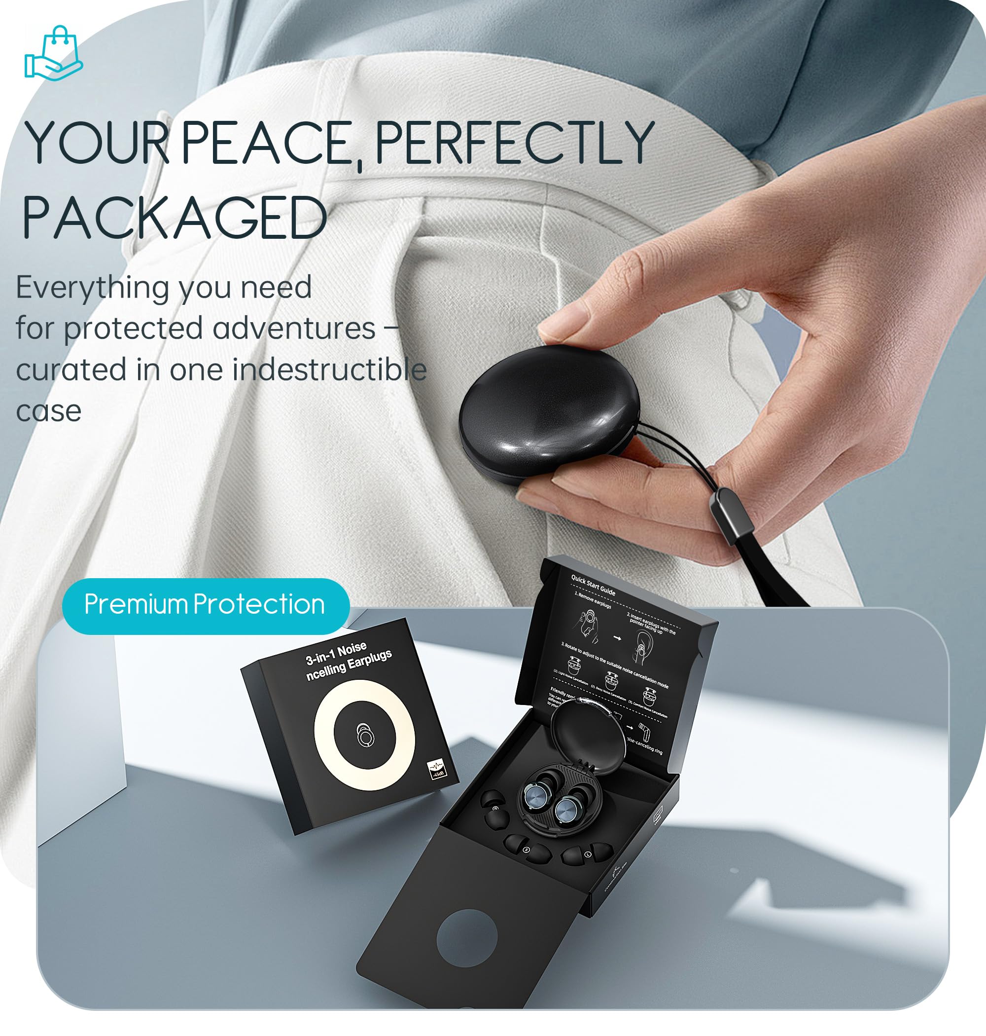 Adjustable Ear Plugs - 3 Noise Relief Modes for Ultimate Control | Flexible Earplugs for Focus, Travel, Socializing, Festivals & More | 14-35 dB (SNR) Reduction