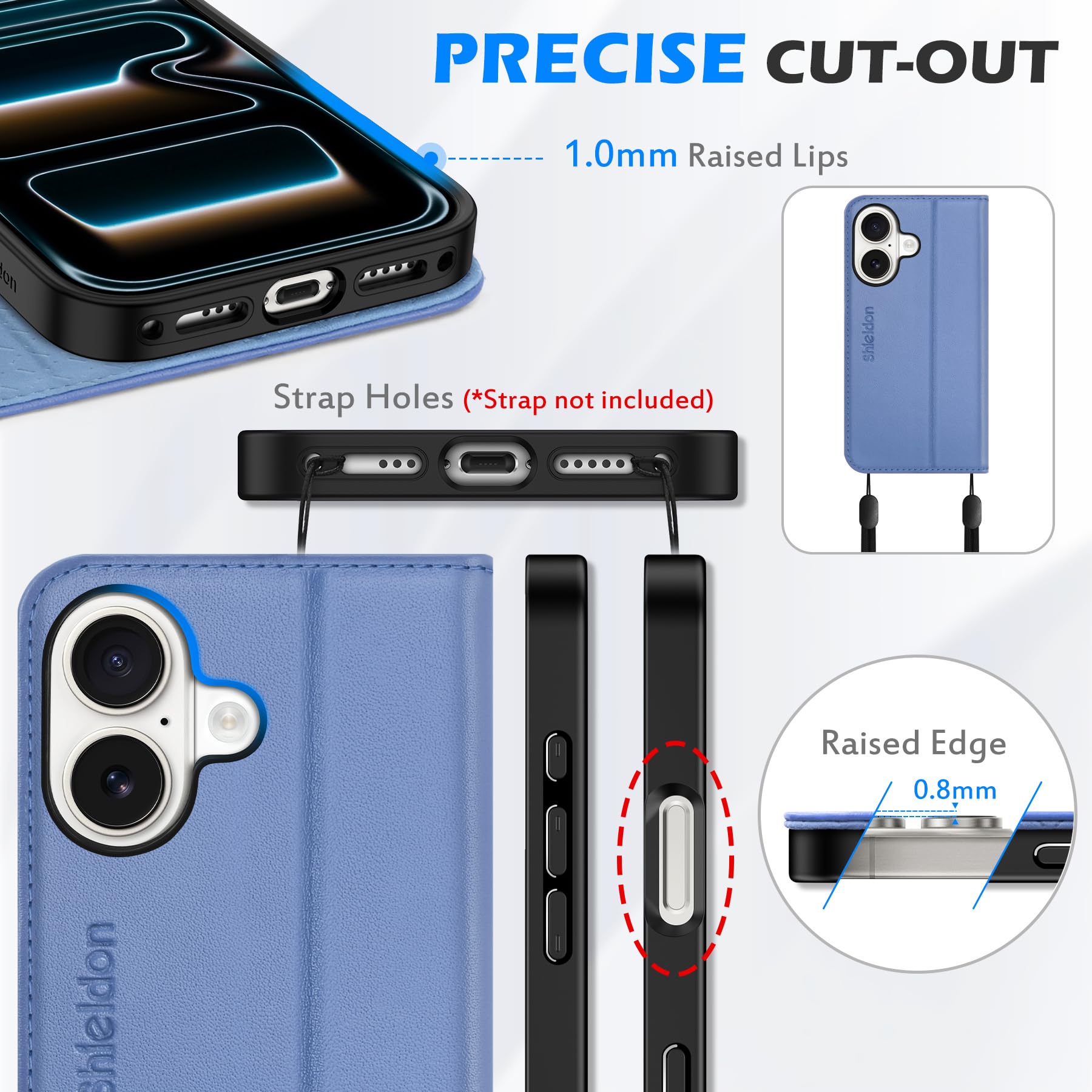 SHIELDON Funda de Cuero Genuino para iPhone 17 6,3 Pulgadas 5G 2025, Cartera [Ranuras para Tarjetas][Bloqueo RFID] Billetera Capa Protectora Leather Wallet Case, Púrpura Glicina