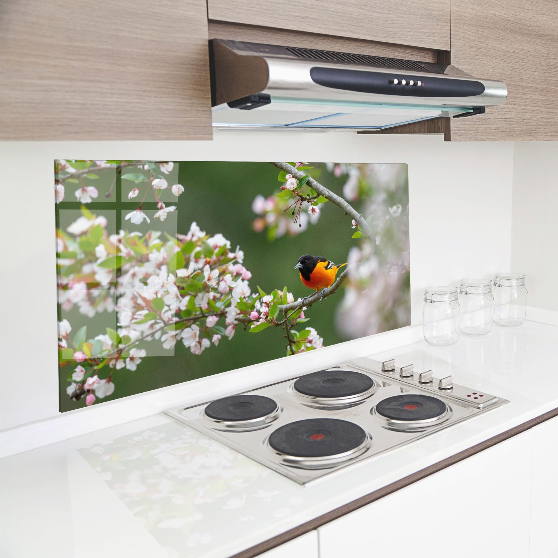 ARTHUB® Crédence de Cuisine en Verre 60x150 cm, Spring Flower Trees | Protection Contre Les éclaboussures, Revêtement Mural en Carreaux, Plaque en Verre, Verre trempé, Paysages, Printemps