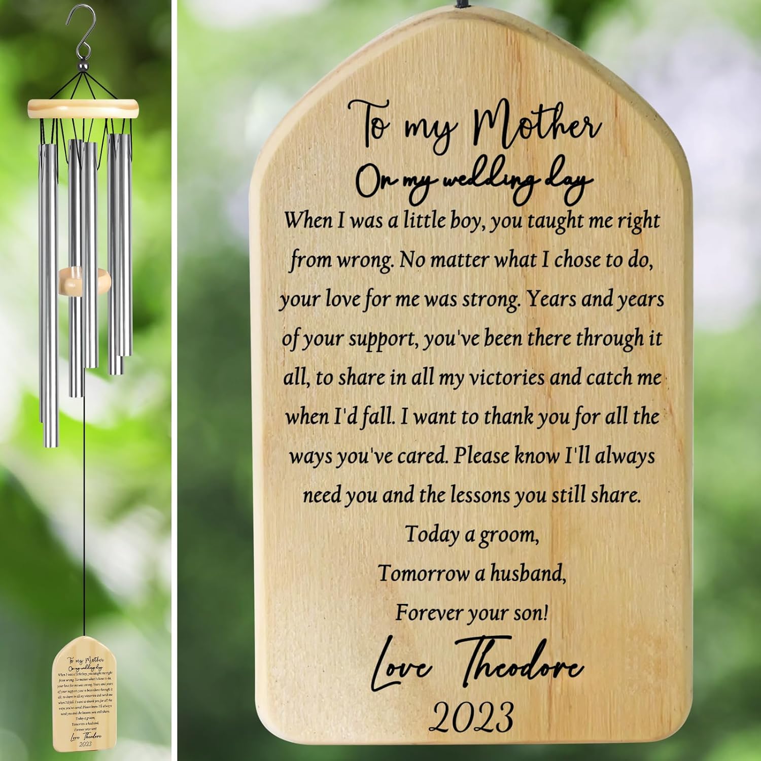 Wedding Wind Chimes, Eremovd Personalized Parents of The Bride Gift from Daughter, Wedding Gifts for Parents from Bride, Personalized Parents of The Bride Wind Chimes from Bride