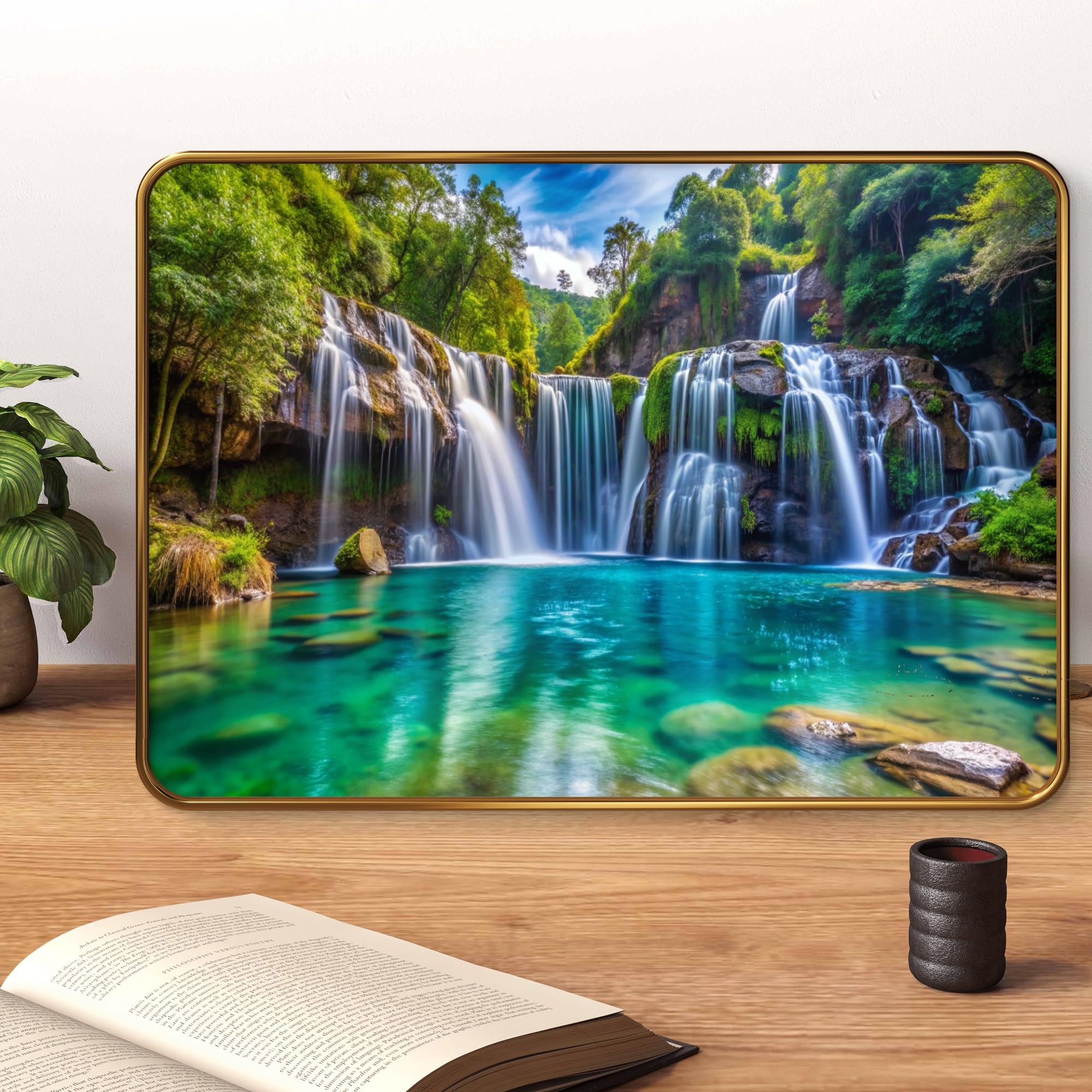 Waterfall Painting - Modern Art with Sparkle Finish -1 Waterfall Painting - Modern Art with Sparkle Finish -1