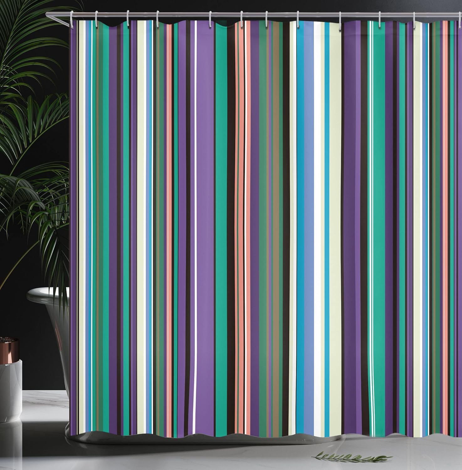 Ambesonne Abstract Shower Curtain, Barcode Lines Like Stripes Vertical Pattern Funky Modern Tile Illustration, Cloth Fabric Bathroom Decor Set with Hooks, 69" W x 70" L, Sea Green