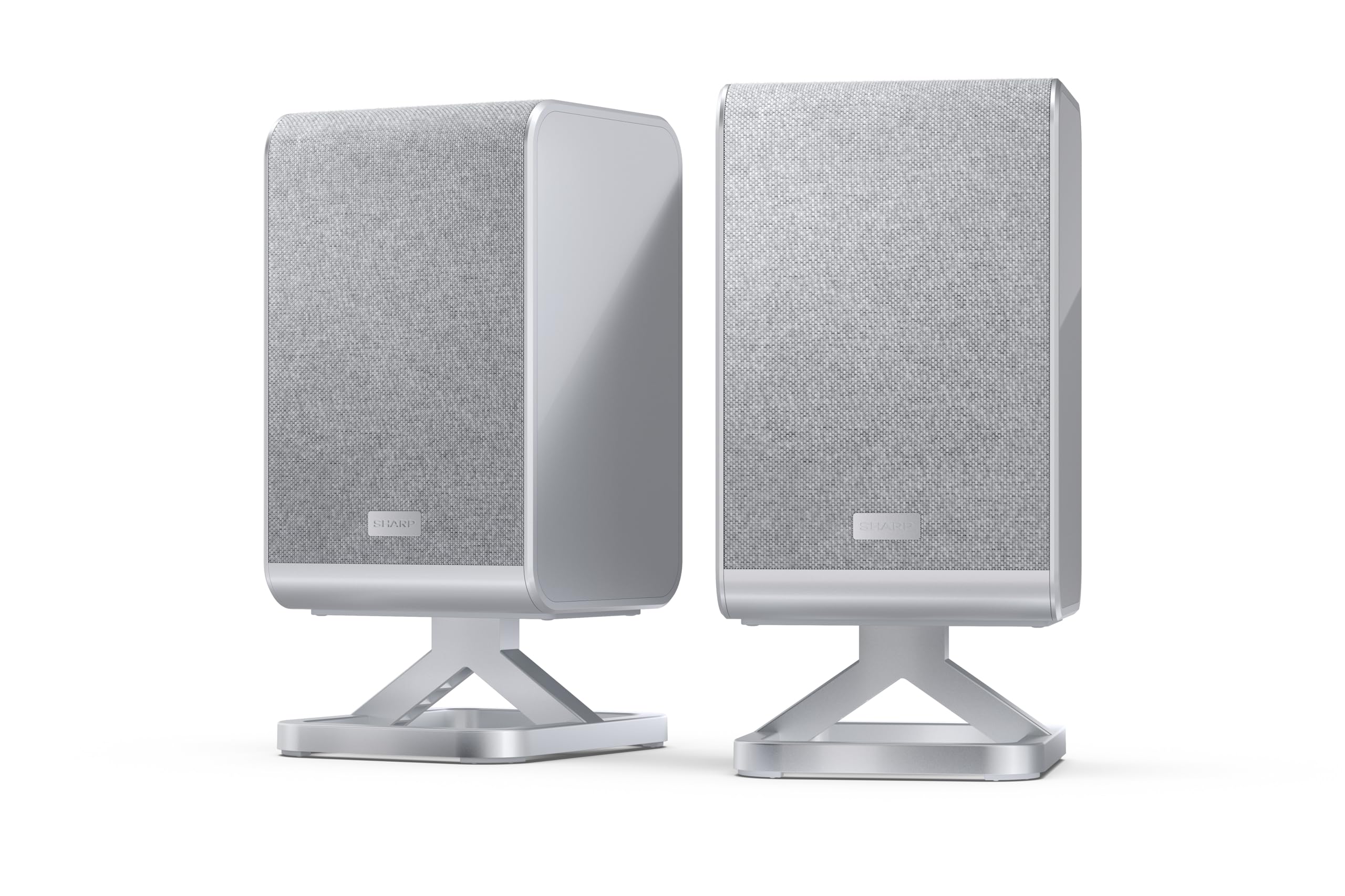 SHARP HT-SPR52021(SL) 2.0.2 Enceinte Surround sans Fil, 200 W, Compatible Q Soundbar, Prise en Charge des formats Audio Dolby Atmos/DTS:X, Argent