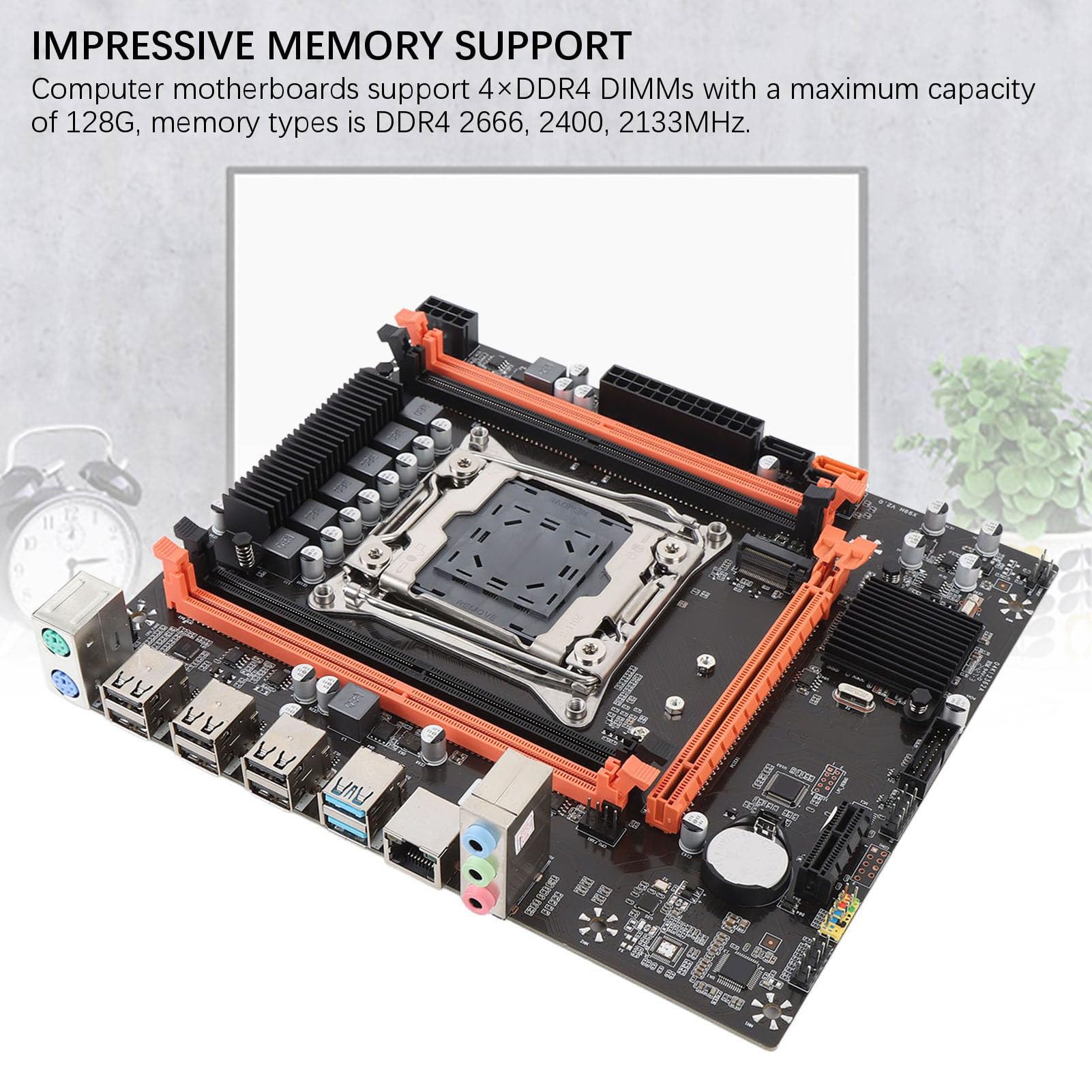 Cocoarm Scheda Madre X99H M ATX, Mainboard DDR4 LGA 2011-3 con 4 DIMM 128GB M.2 NVMe USB 3.0 VGA HD per E5 V3 V4 I7 58xx 68xx Aggiornamento Assemblaggio PC Desktop