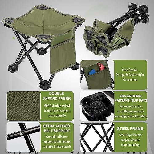 Miniatura 4 de 2 taburetes de camping ligeros resistentes portátiles con bolsillo lateral cómodos y pequeños sillones plegables para camping pesca senderismo
