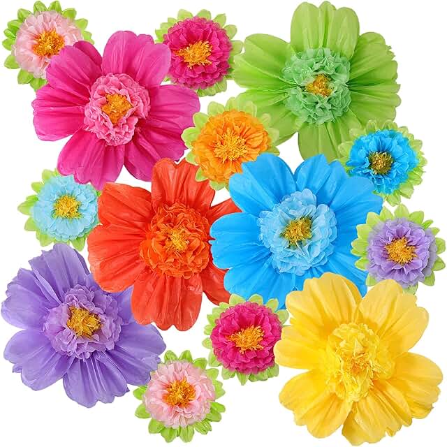TaoBary 48 Pcs Large Colorful Tissue Paper Flowers 20
