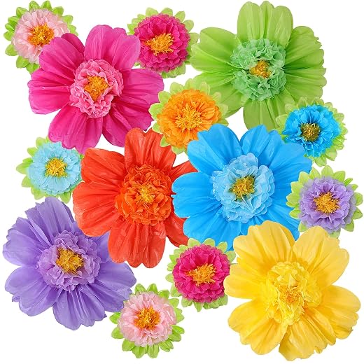 Giant Rainbow Tissue Paper Flowers