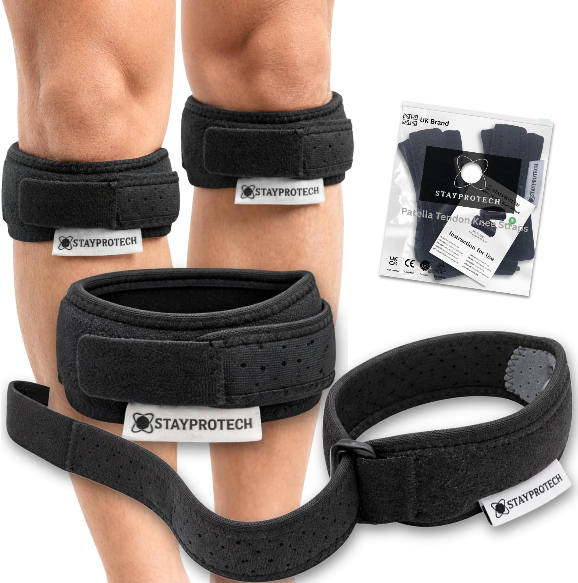Patella Tendon Knee Strap 2 Pack – Adjustable Knee Support for Men & Women, Running Knee Support, Patella Knee Strap for Joint Stability & Comfort, Ideal for Indoor or Outdoor Training.