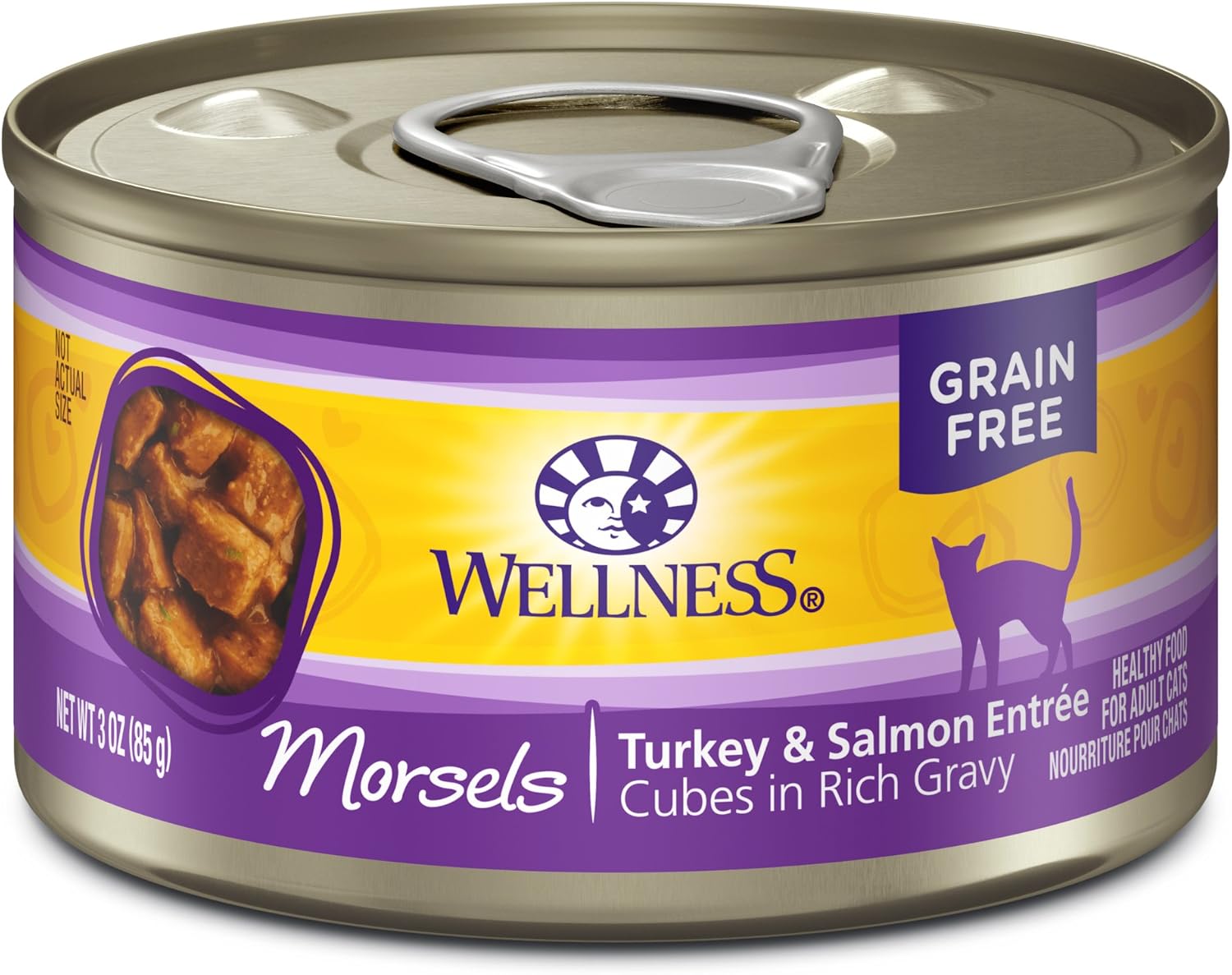 Wellness Complete Health Natural Grain Free Wet Canned Cat Food, Cubed Turkey & Salmon Entree, 3-Ounce Can (Pack of 24)