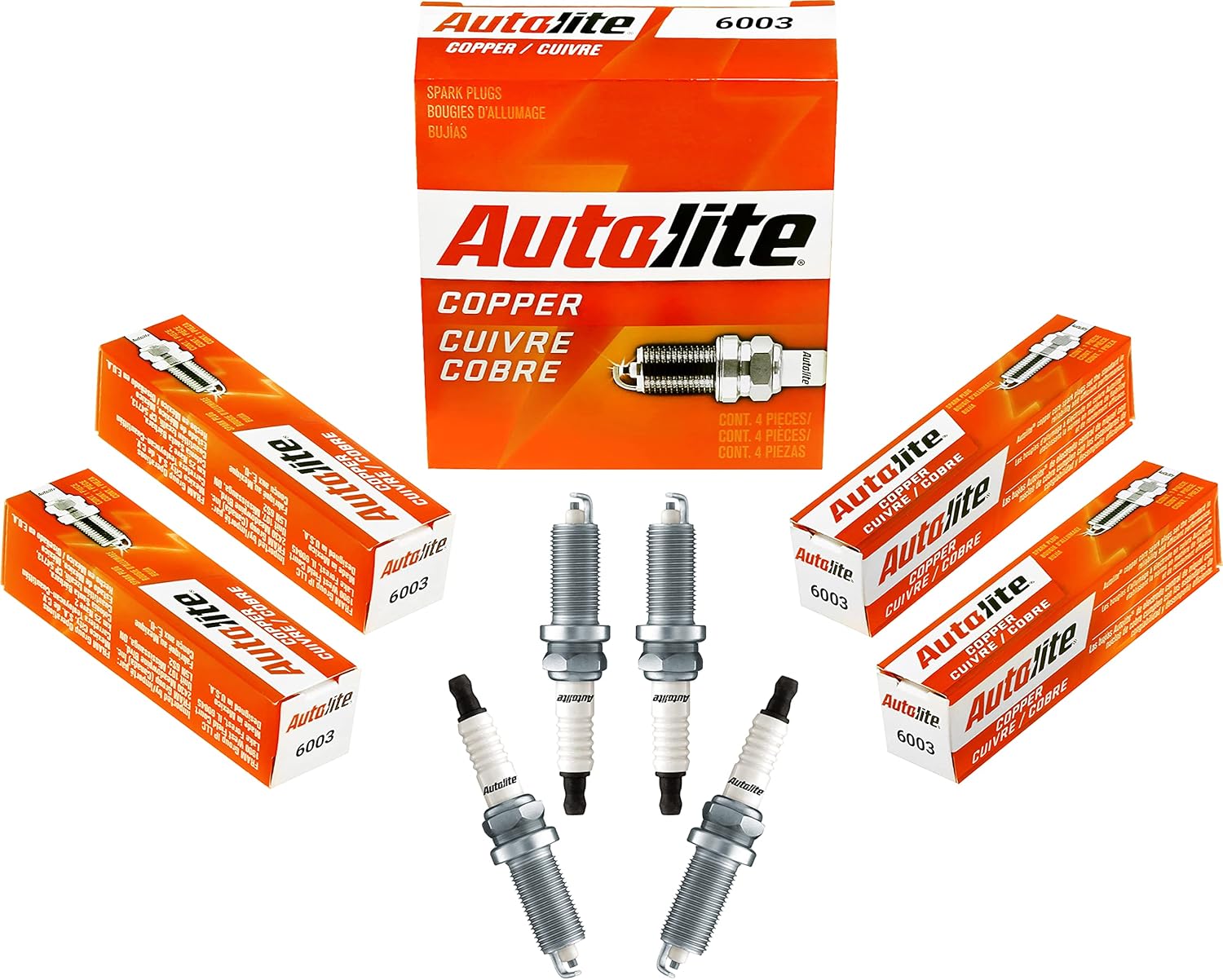 Autolite 60034PK Copper Resistor Spark Plug, 4 Pack, Spark Plugs