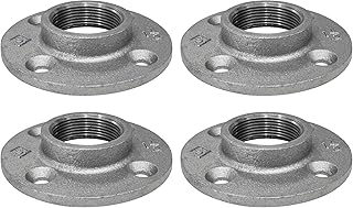PIPE DECOR 1-1/2" Malleable Iron Floor Flange 4 Pack, Industrial Steel Grey Fits Standard 1.5 Inch Threaded Black Pipes and Fittings, Vintage DIY Table, Four Real Heavy Duty Plumbing Flanges