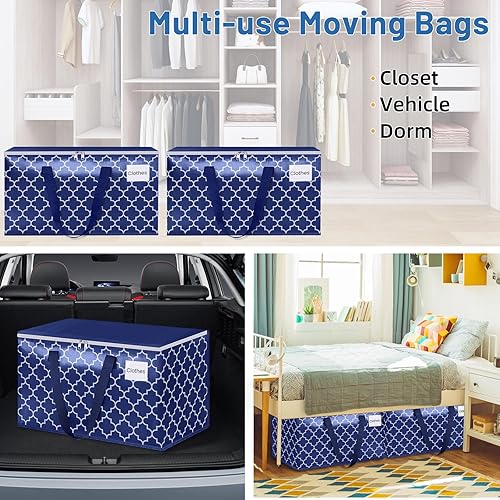 Miniatura 6 de FabSpace Bolsas de mudanza, suministros de mudanza extragrandes, bolsas de almacenamiento resistentes, bolsas de embalaje con cremalleras y asas