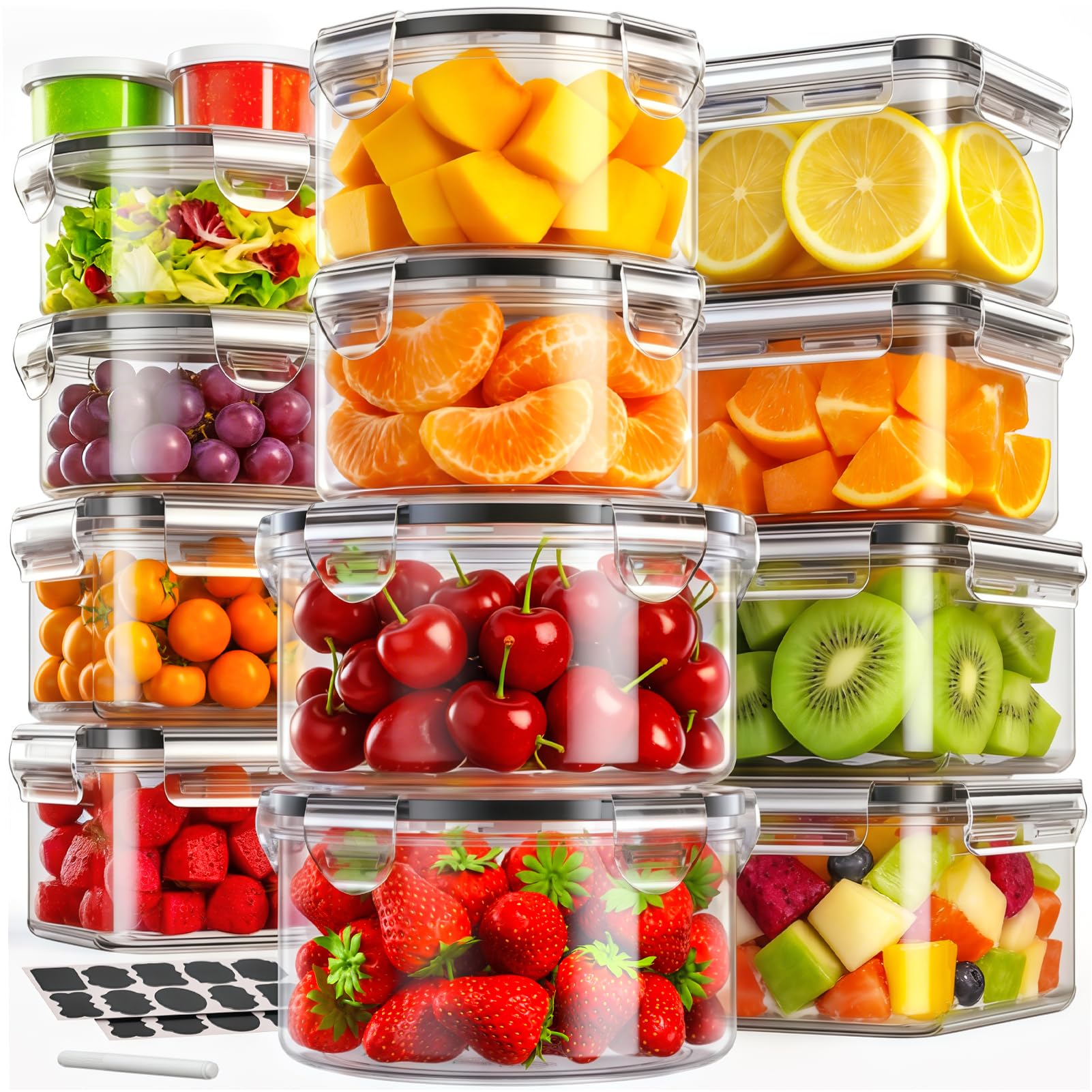 28 contenitori salvafreschezza con coperchio