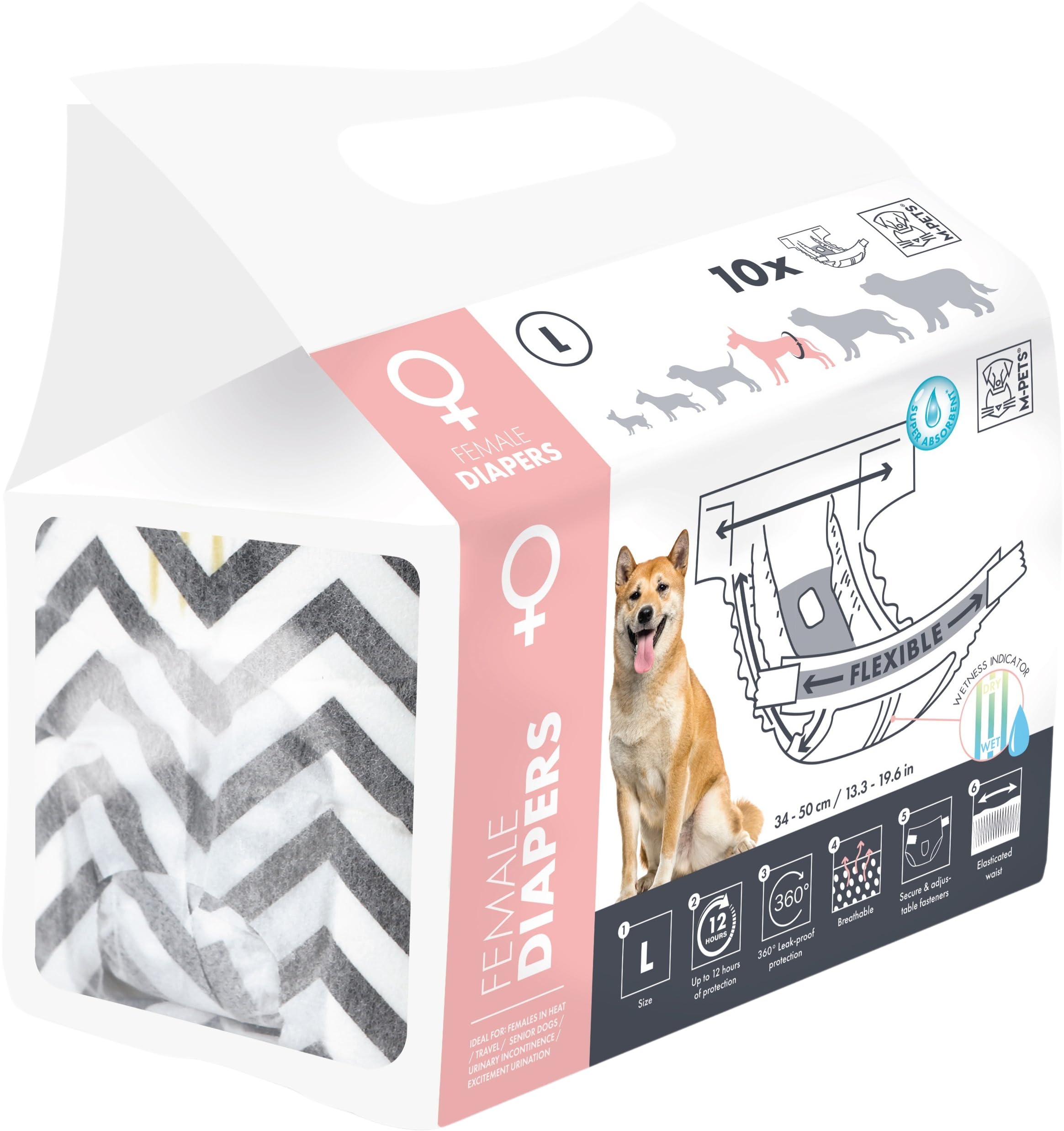 M-Pets Diapers Dişi Köpekler İçin Külot L 10'lu