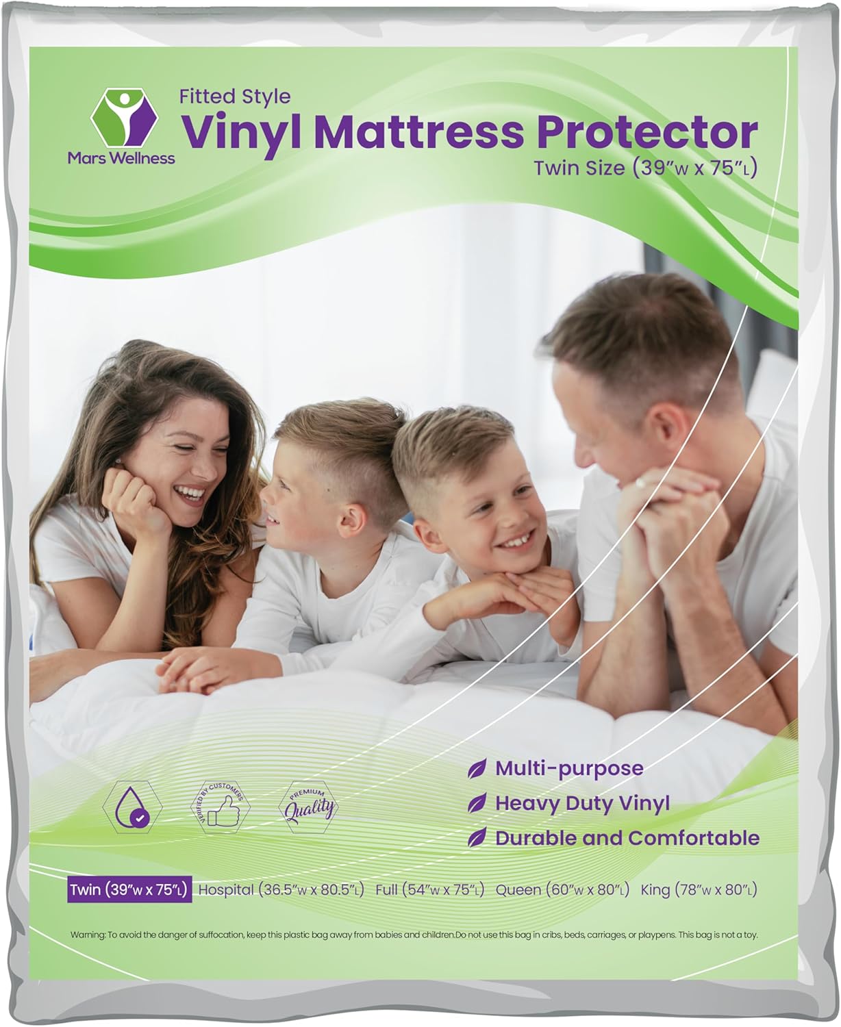 Mars Wellness Waterproof Vinyl Mattress Protector and Cover - Contoured Fitted White Mattress Cover Sheet - 10 Pack - Twin