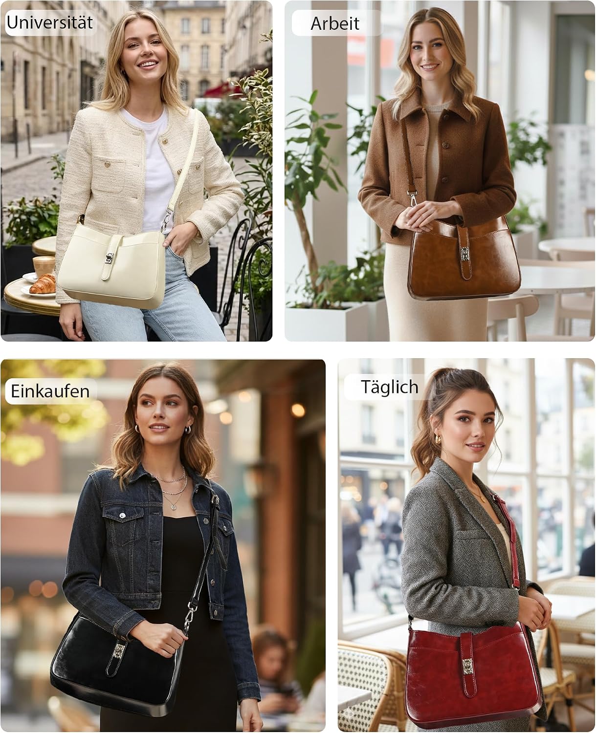 Makukke Women's Small PU Leather Shoulder Bag with 2 Straps, Classic Elegant Shoulder Bag, Crossbody Bag for Everyday Use & Part image 3