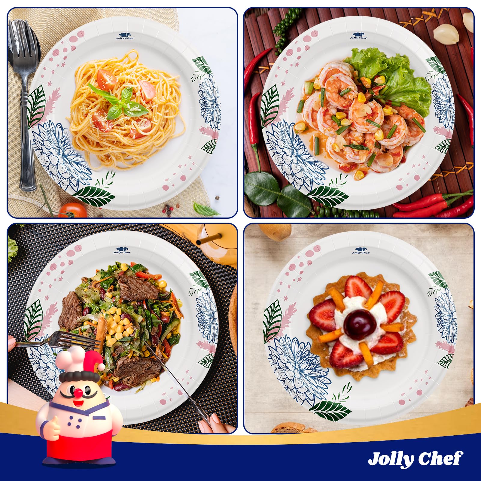 Jolly Chef 140 Disposable Paper Plates - 10 Inch -4 Jolly Chef 140 Disposable Paper Plates - 10 Inch -4